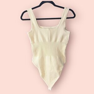 Women’s Tank Ribbed Bodysuit by MOSHENGQI in Medium Color Cream